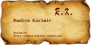 Radics Kazimir névjegykártya